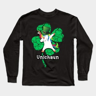 Dabbing Unicorn Leprechaun TShirt Unichaun Shamrock Shirt Long Sleeve T-Shirt